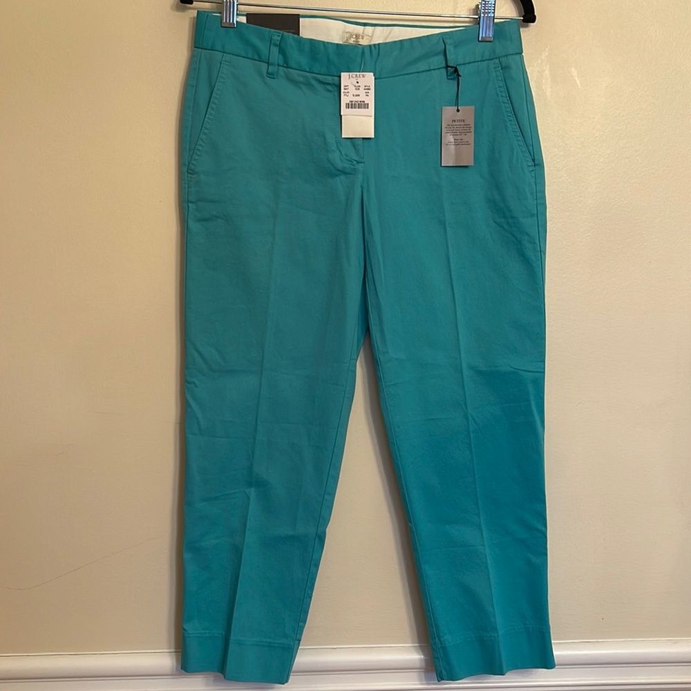 J. Crew Teal Straight-Leg Cropped Pants
